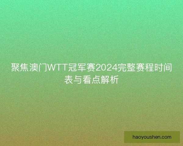 聚焦澳门WTT冠军赛2024完整赛程时间表与看点解析