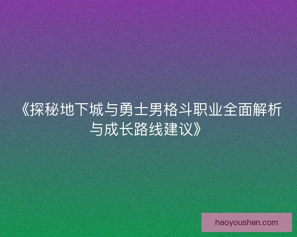 《探秘地下城与勇士男格斗职业全面解析与成长路线建议》